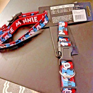 Disney Minnie Mouse Faces Blue Dog Collar Adjustable Lg 15.7-25.4-15" up to 90lb